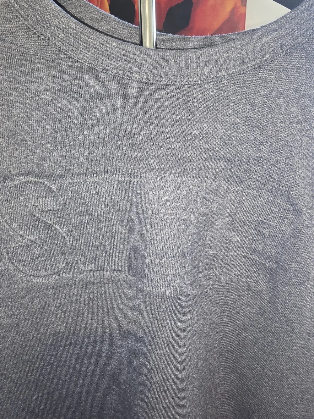 Alternative Men's Heather Gray Crewneck Sweatshirt with Embossed 'SMILE' Logo